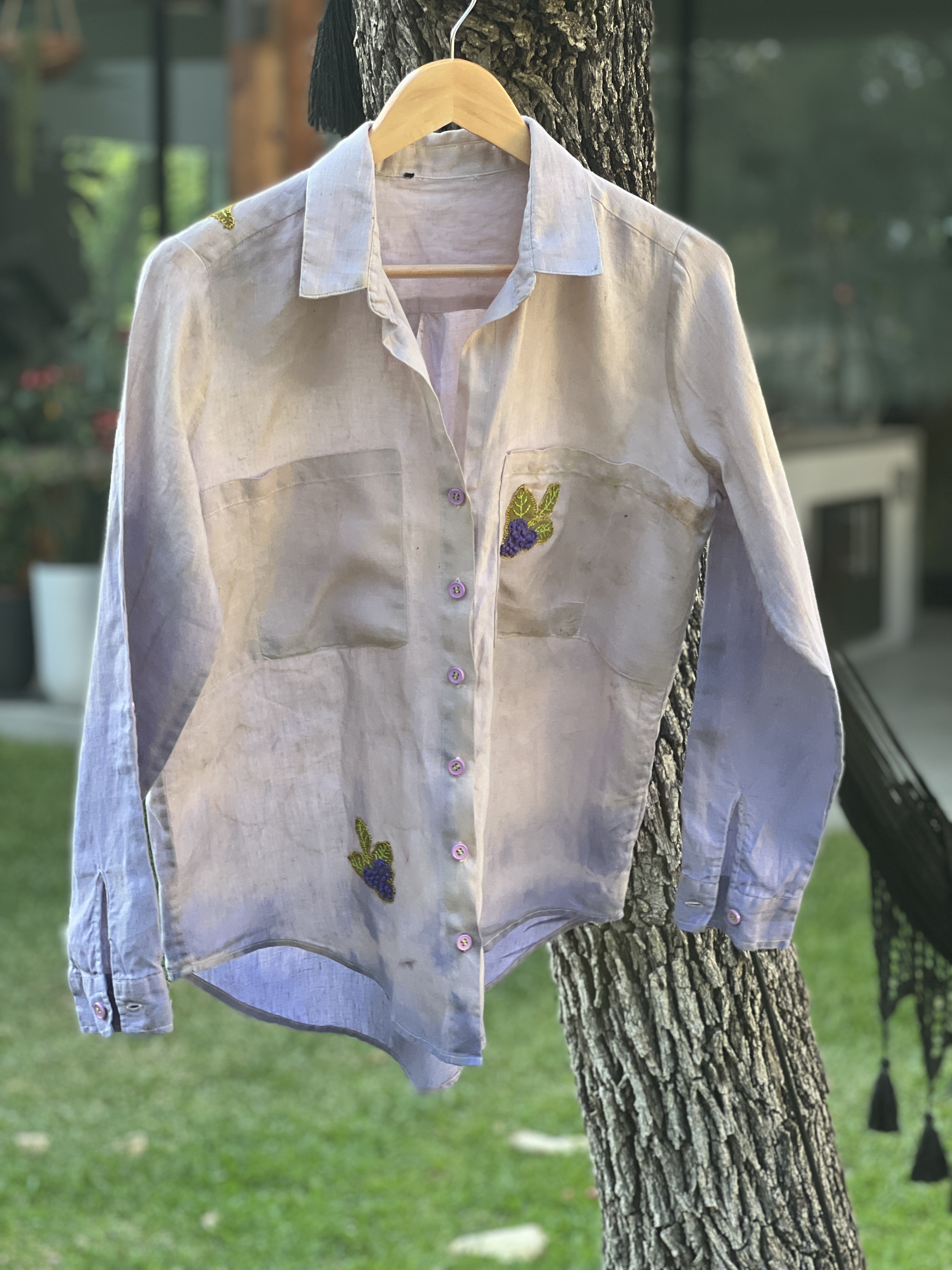 Natural Dyed Shirt Hanging On Tree
